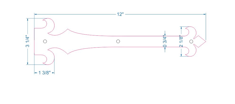 French Empire Iron Faux Hinge Strap