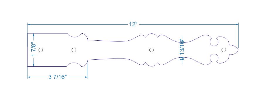 Barcelona Iron Garage Door Dummy Hinge Strap