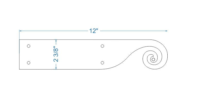 Greek Ionic Iron Garage Door Dummy Hinge Strap