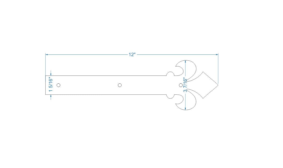 Dunmow Crest Fleur De Lis Iron Faux Bisagra Correa