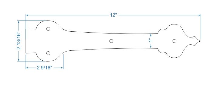 French Country Revival Iron Garage Door Dummy Hinge Strap