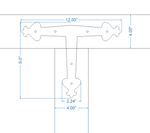 Art Nouveau Iron T Face Plate Brackets & Reinforcement Braces T-Plate