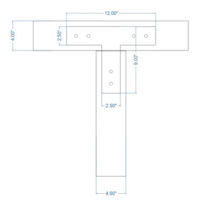 Plain Straight Iron T Face Plate - Old West Iron