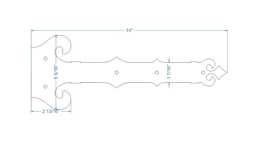 Baroque Iron Garage Door Dummy Hinge Strap
