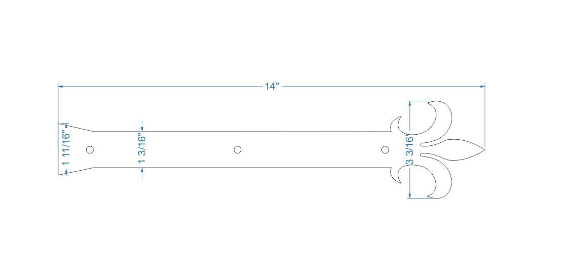 Egyptian Fleur De Lis Iron Garage Door Dummy Hinge Strap