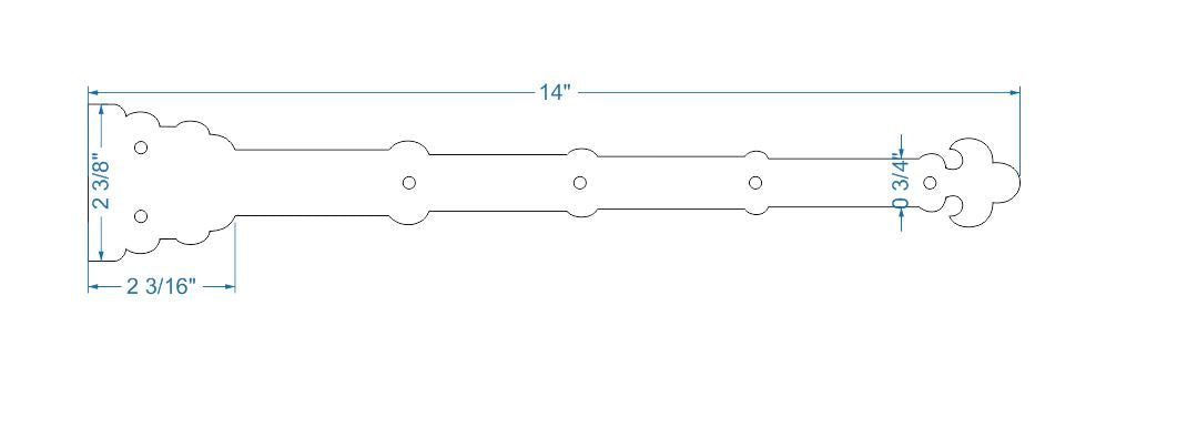 Moorish Revival Wrought Iron Garage Door Dummy Hinge Strap