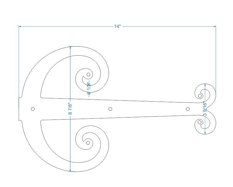 Middle Age Europe Wrought Iron Garage Door Dummy Hinge Strap