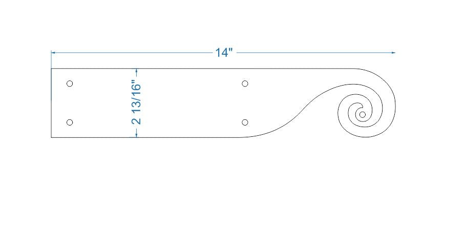 Greek Ionic Iron Garage Door Dummy Hinge Strap