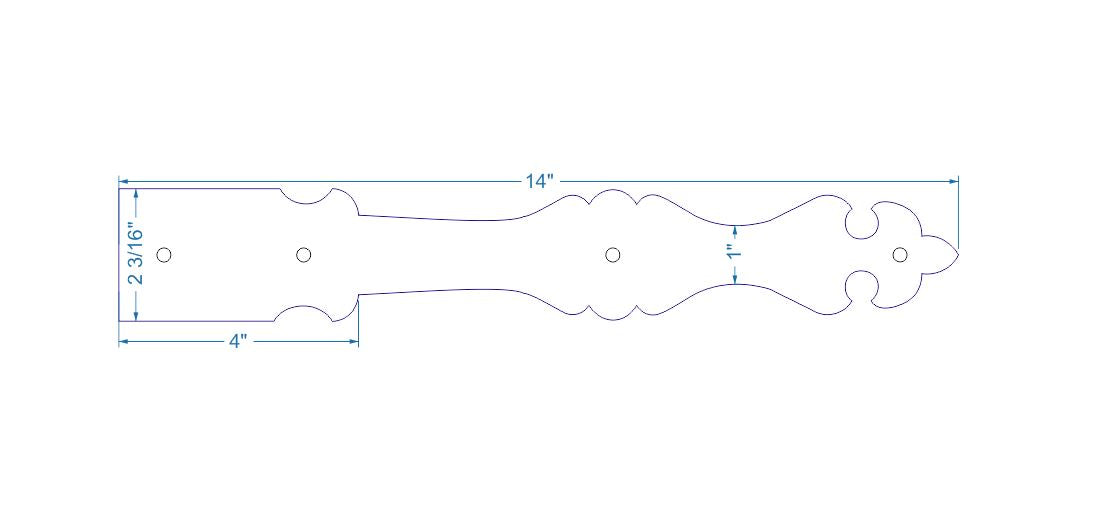 Barcelona Iron Garage Door Dummy Hinge Strap