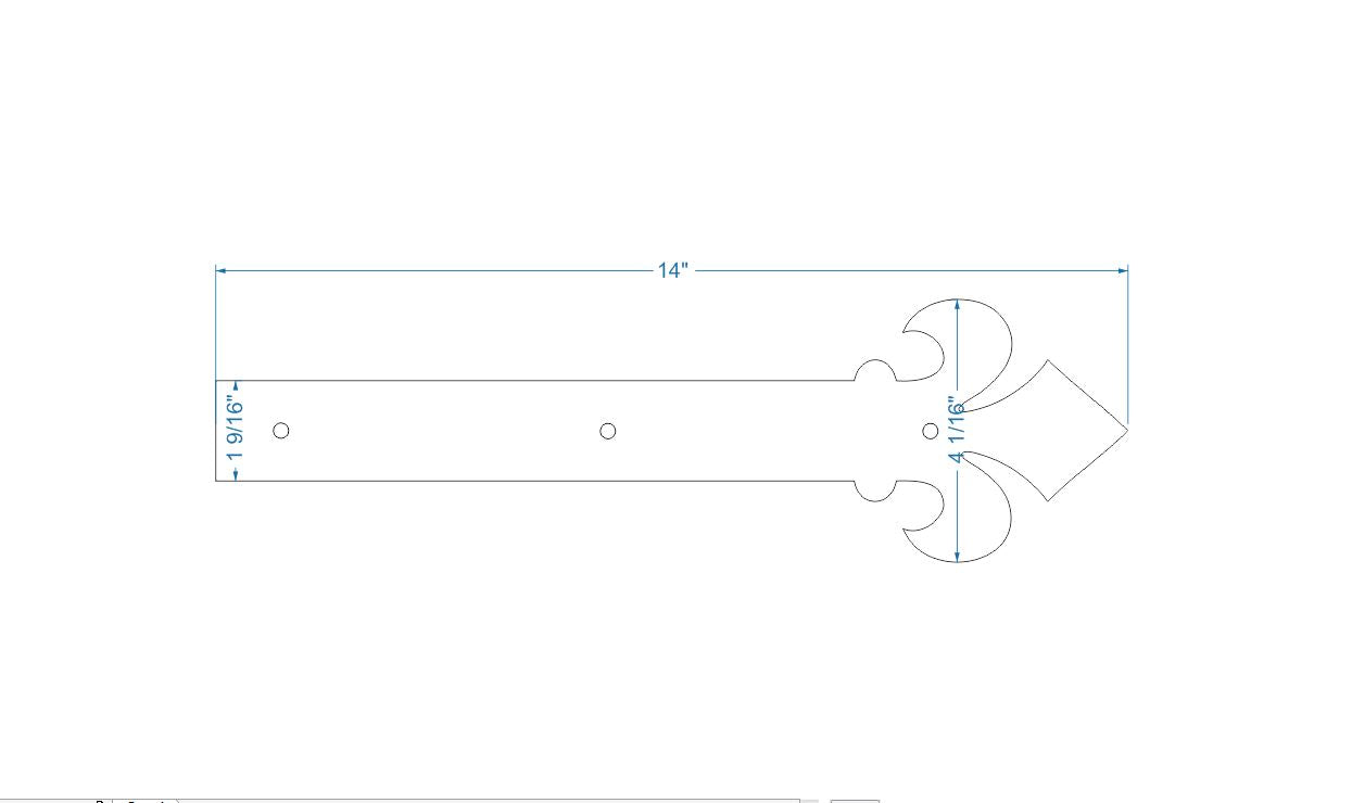 Dunmow Crest Fleur De Lis Iron Faux Bisagra Correa