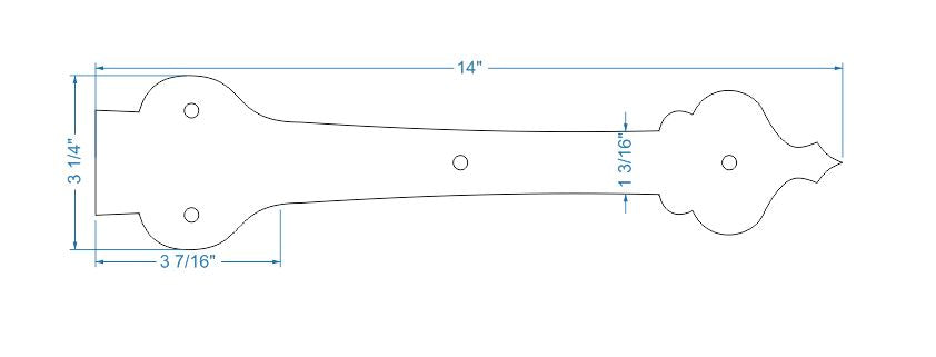 French Country Revival Iron Garage Door Dummy Hinge Strap