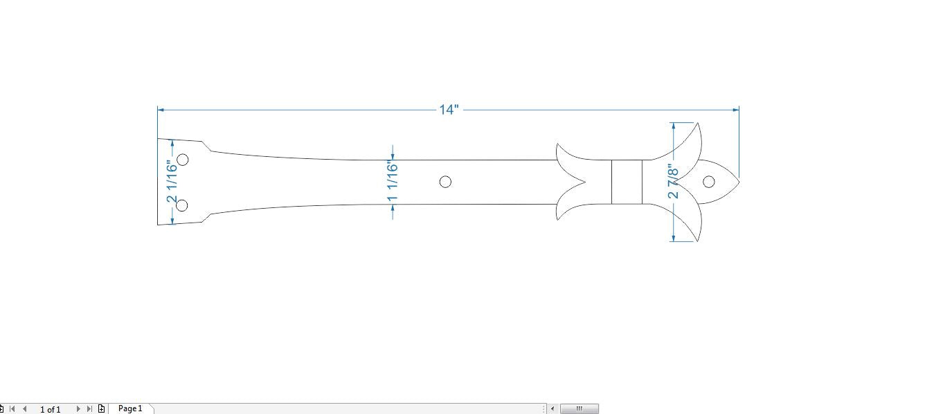Sangle de charnière babylonienne fleur de lys en fer faux