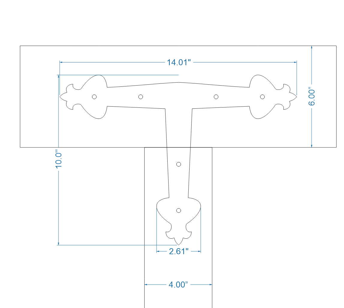 Art Nouveau Iron T Face Plate Brackets & Reinforcement Braces T-Plate
