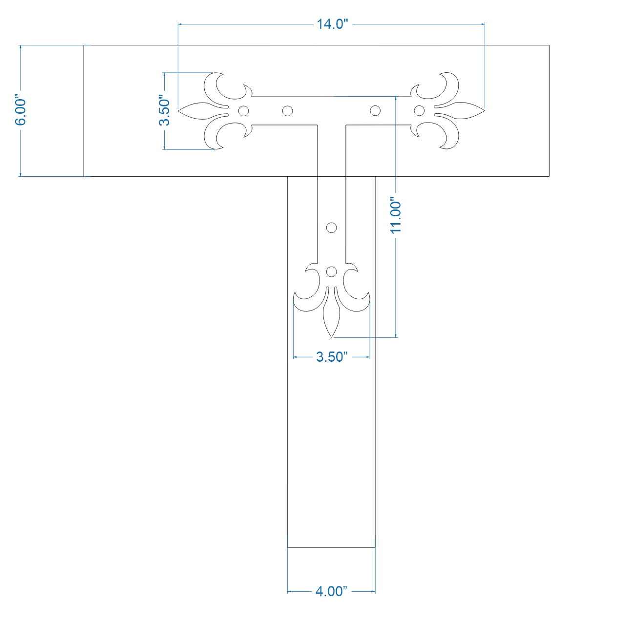 Egyptian Fleur De Lis Iron T Face Plate