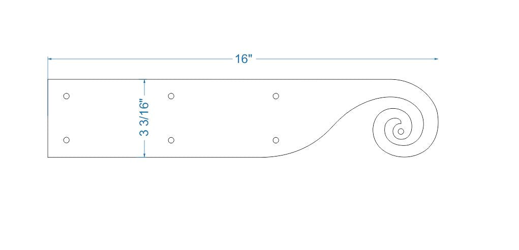 Greek Ionic Iron Garage Door Dummy Hinge Strap