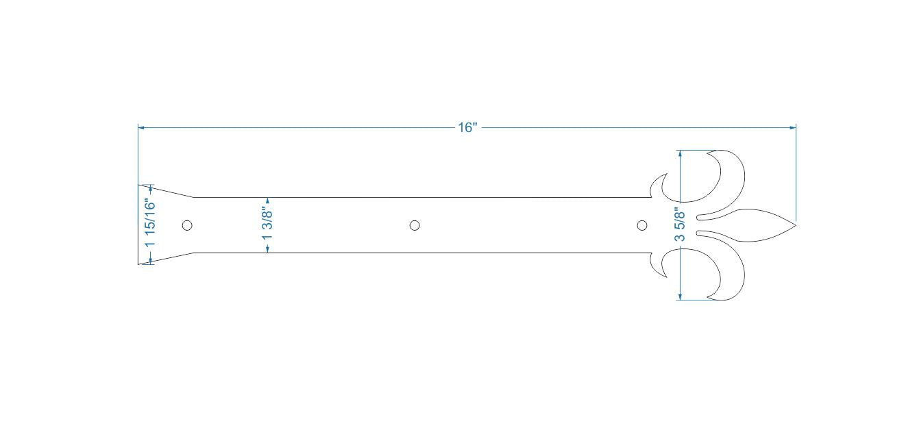 Egyptian Fleur De Lis Iron Garage Door Dummy Hinge Strap