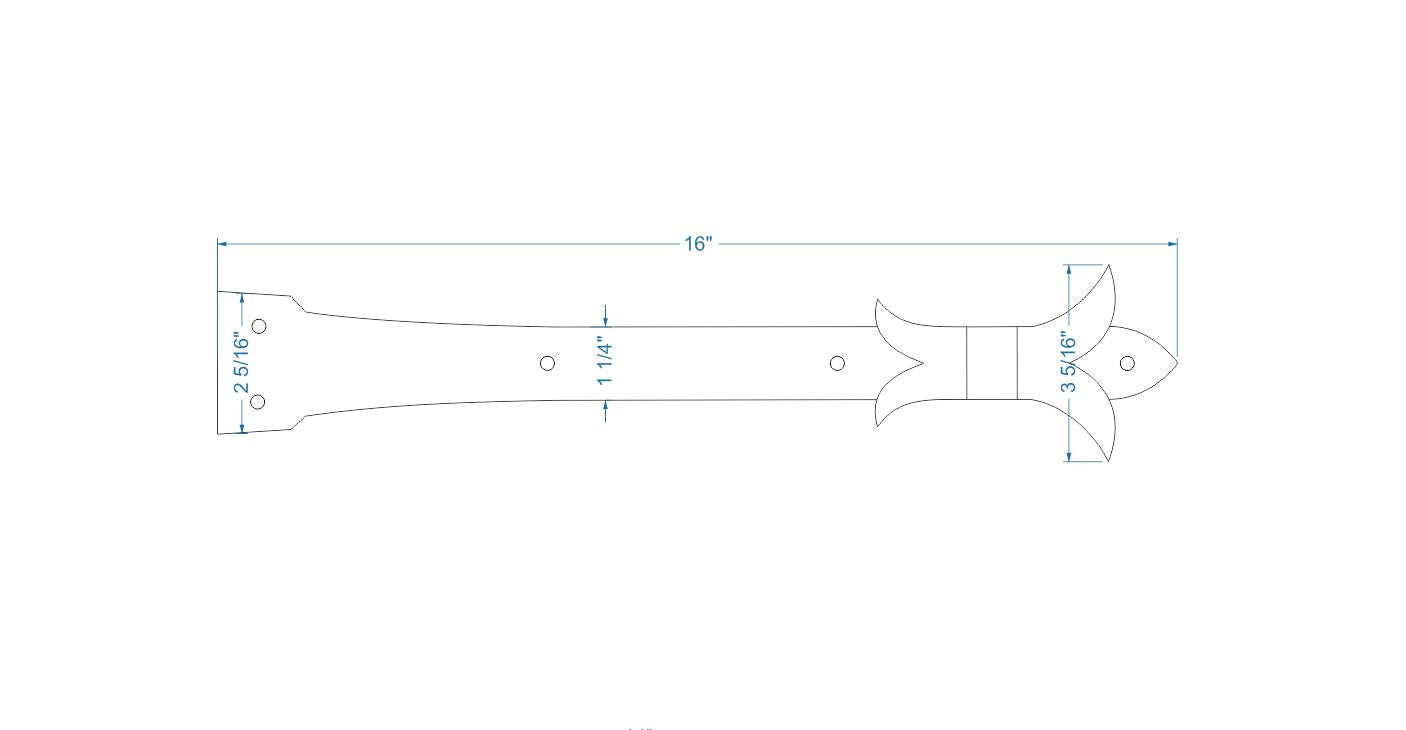 Sangle de charnière babylonienne fleur de lys en fer faux