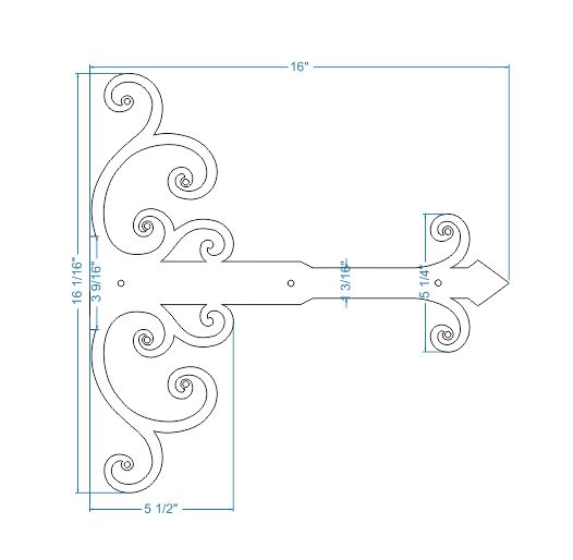 Sangle de charnière en faux fer Châteauesque
