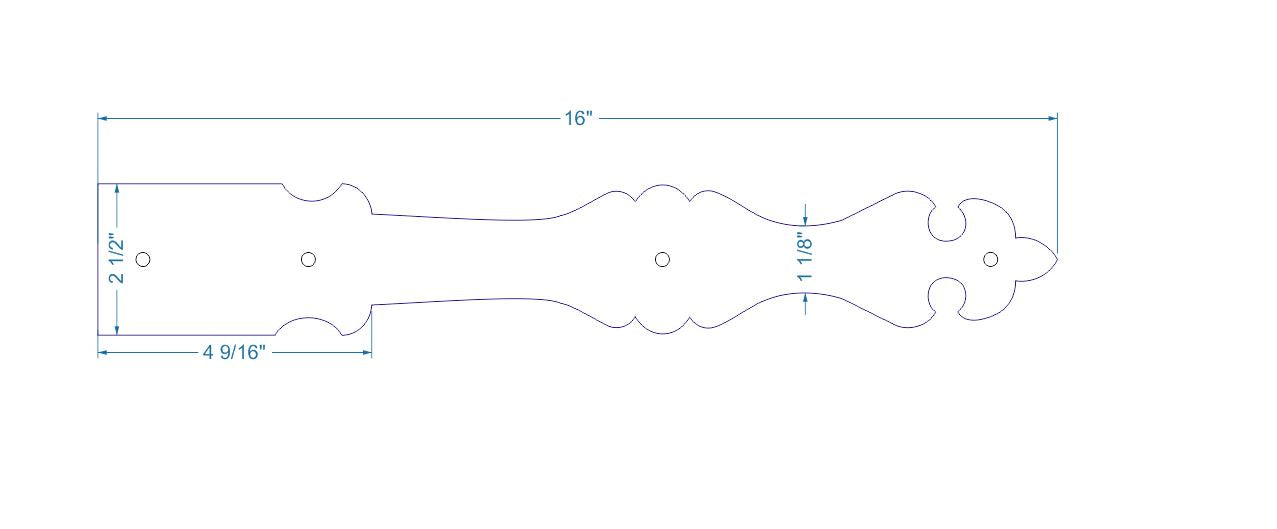Barcelona Iron Garage Door Dummy Hinge Strap