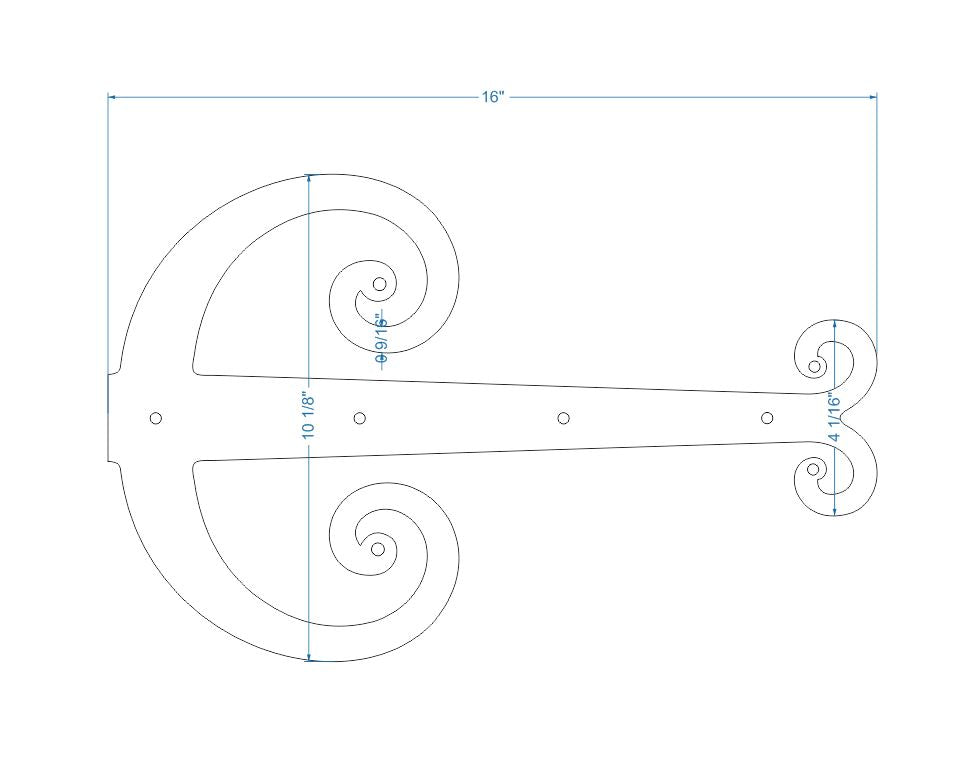 Middle Age Europe Wrought Iron Garage Door Dummy Hinge Strap