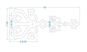 Medieval Reconquista Iron Garage Door Dummy Hinge Strap - Old West Iron