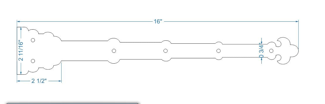 Moorish Revival Wrought Iron Garage Door Dummy Hinge Strap