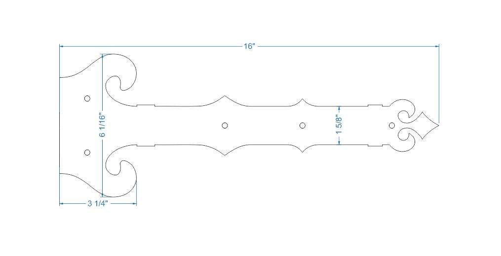 Baroque Iron Garage Door Dummy Hinge Strap