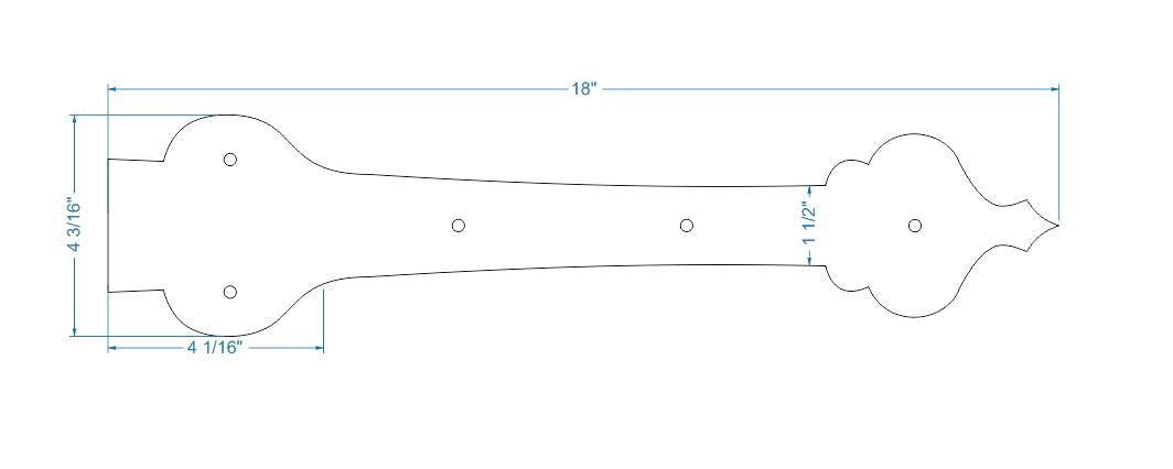 French Country Revival Iron Garage Door Dummy Hinge Strap