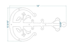 German Castle Iron Garage Door Dummy Hinge Strap - Old West Iron