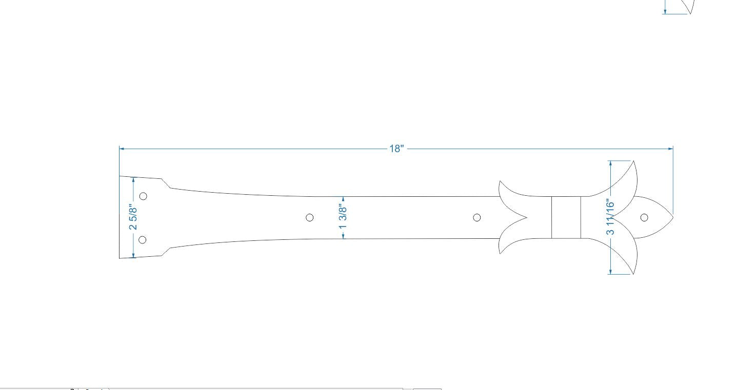 Sangle de charnière babylonienne fleur de lys en fer faux