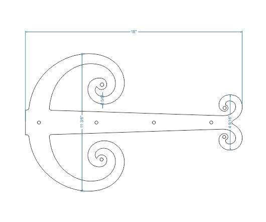 Middle Age Europe Wrought Iron Garage Door Dummy Hinge Strap