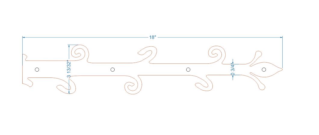 Old English Castle Wrought Iron Faux Hinge Strap