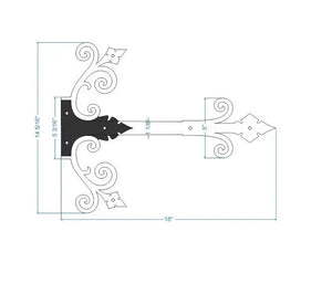 Old California Hacienda Wrought Iron Garage Door Dummy Hinge Strap - Old West Iron