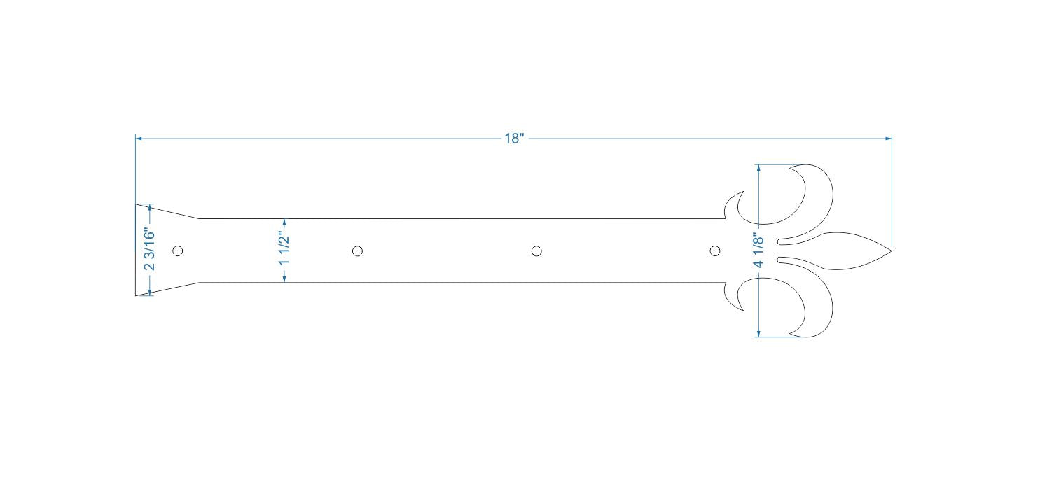 Egyptian Fleur De Lis Iron Garage Door Dummy Hinge Strap