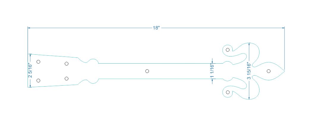 Florence Fleur De Lis Iron Garage Door Dummy Hinge Strap