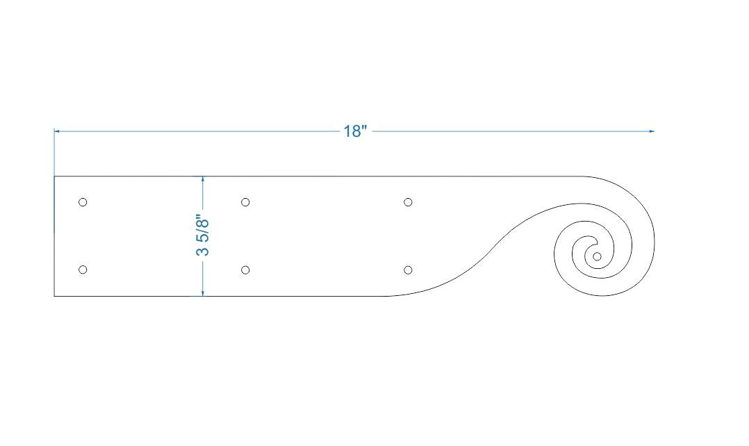 Greek Ionic Iron Garage Door Dummy Hinge Strap