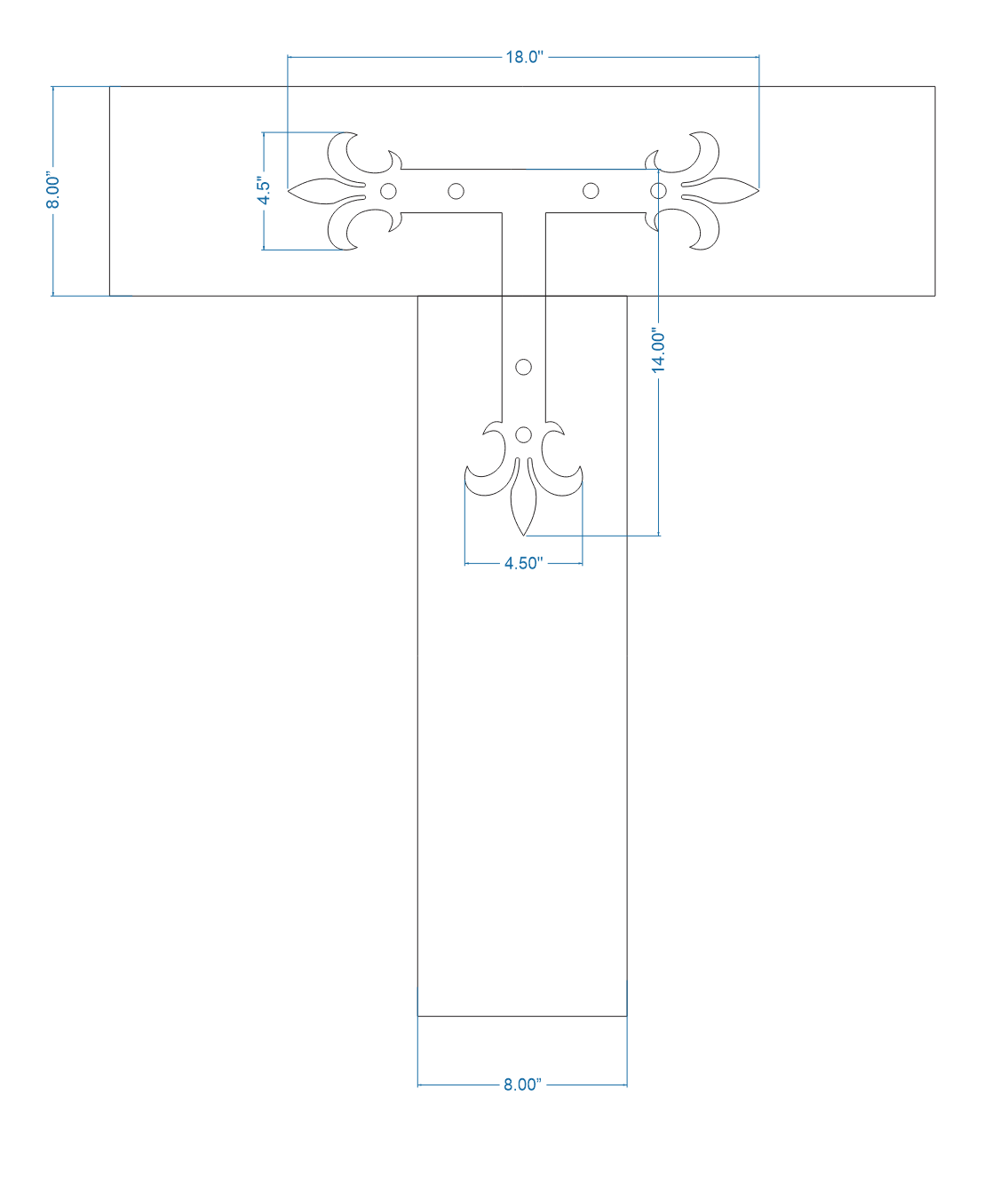 Egyptian Fleur De Lis Iron T Face Plate