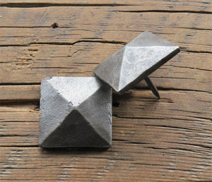 1 1/2" Square Hammered Pyramid Head Clavo / Decorative Nail Head - Old West Iron