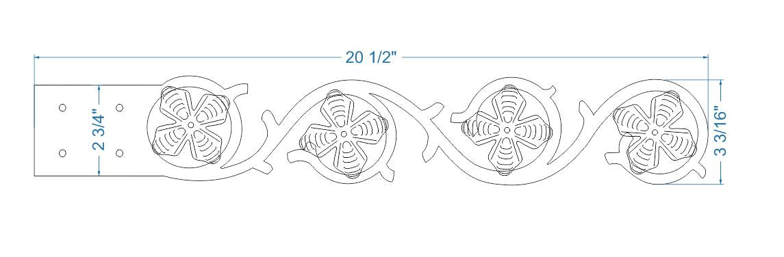 Sangle de Charnière Mid-Century en Faux Fer Forgé