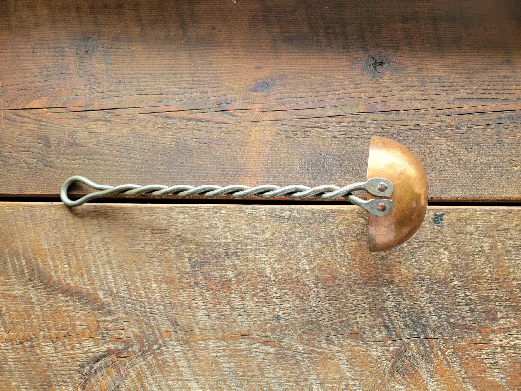 Hand Forged Twisted Iron and Copper Ladle Kitchen Accessories