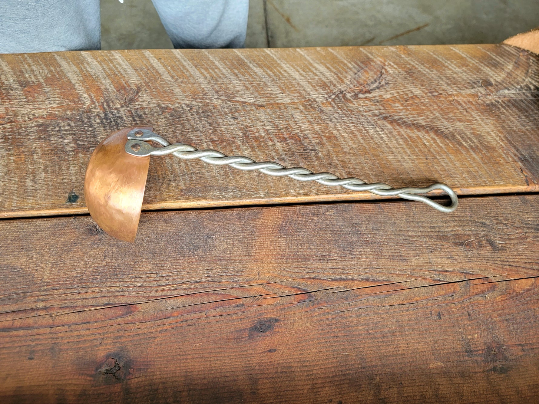 Hand Forged Twisted Iron and Copper Ladle Kitchen Accessories