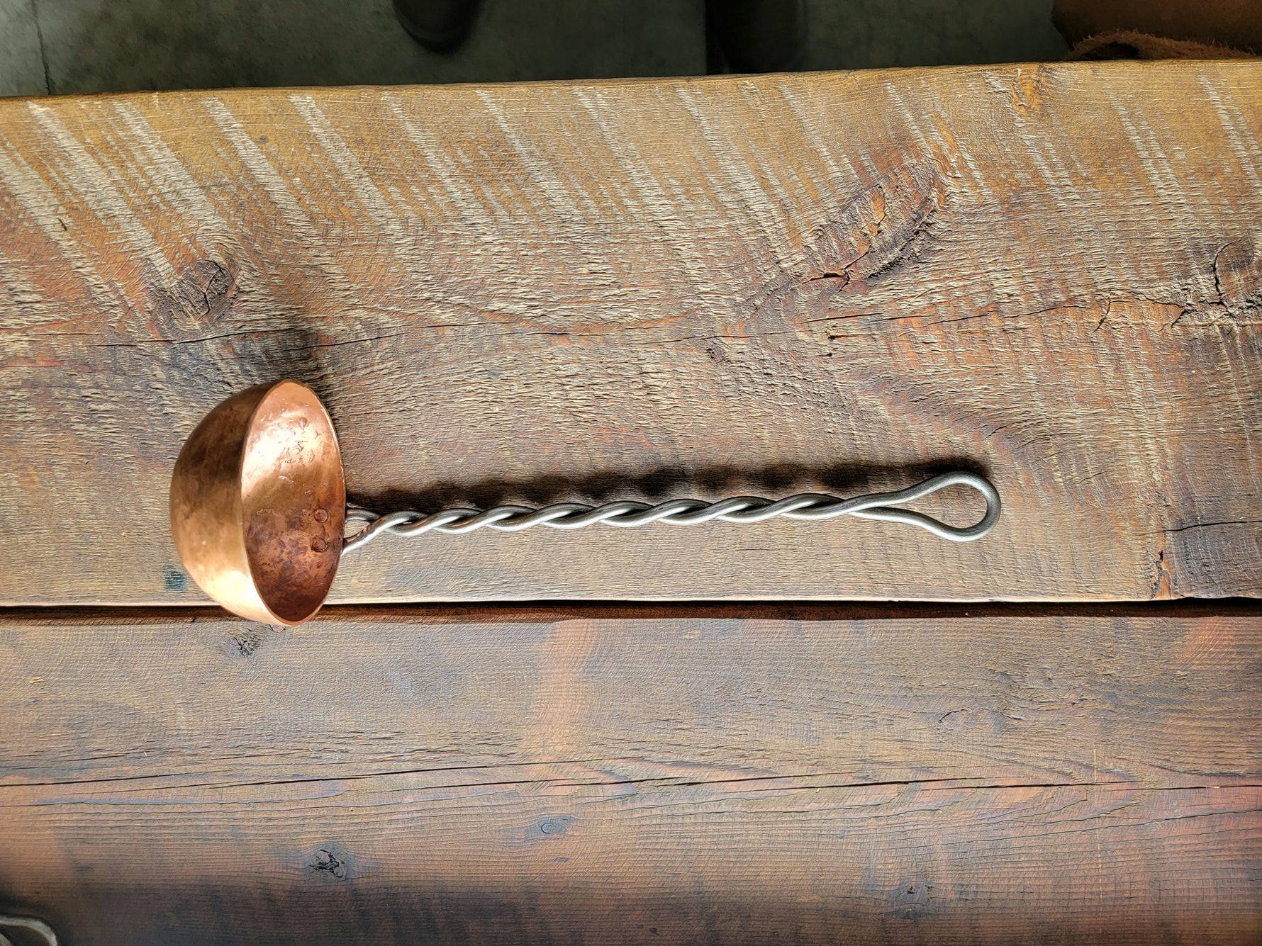 Hand Forged Twisted Iron and Copper Ladle Kitchen Accessories