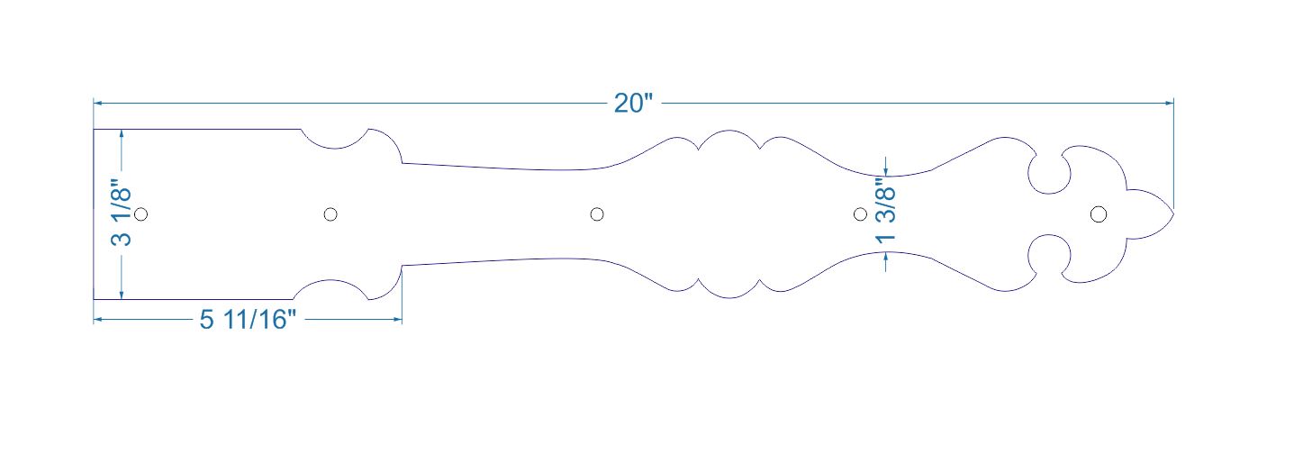 Barcelona Iron Garage Door Dummy Hinge Strap