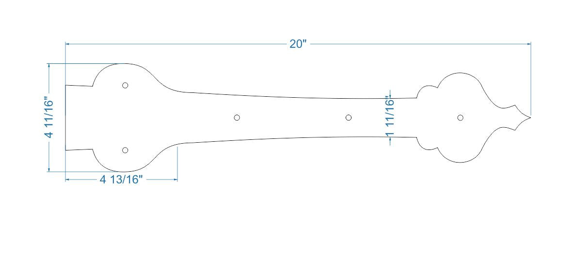 French Country Revival Iron Garage Door Dummy Hinge Strap