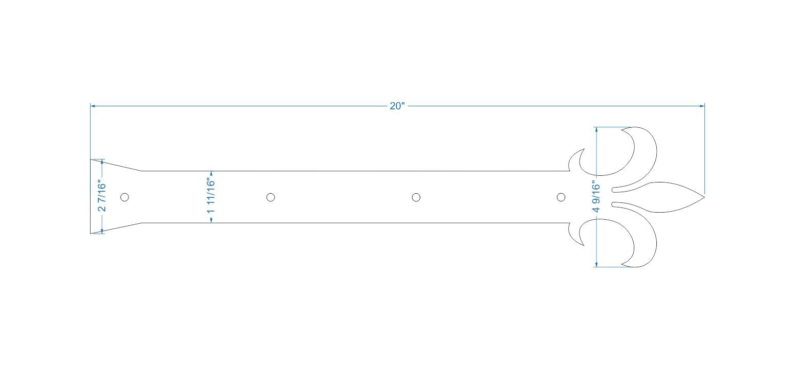 Egyptian Fleur De Lis Iron Garage Door Dummy Hinge Strap