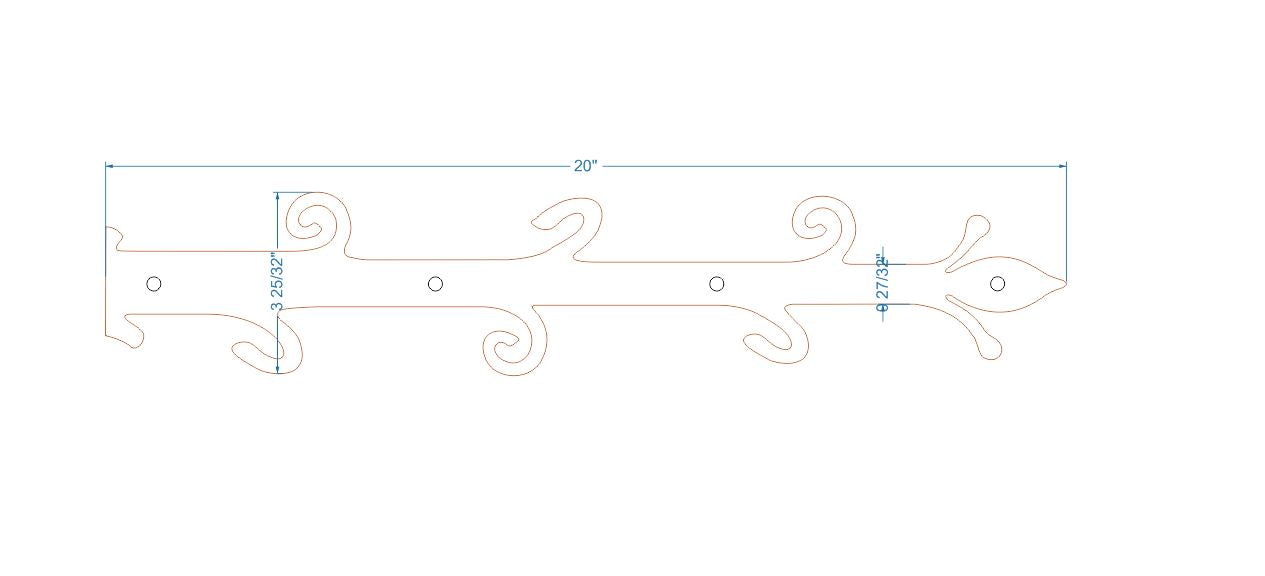 Old English Castle Wrought Iron Faux Hinge Strap