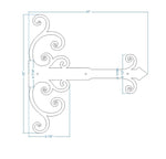 Sangle de charnière en faux fer Châteauesque