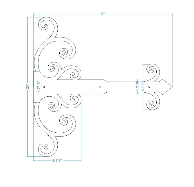 Sangle de charnière en faux fer Châteauesque