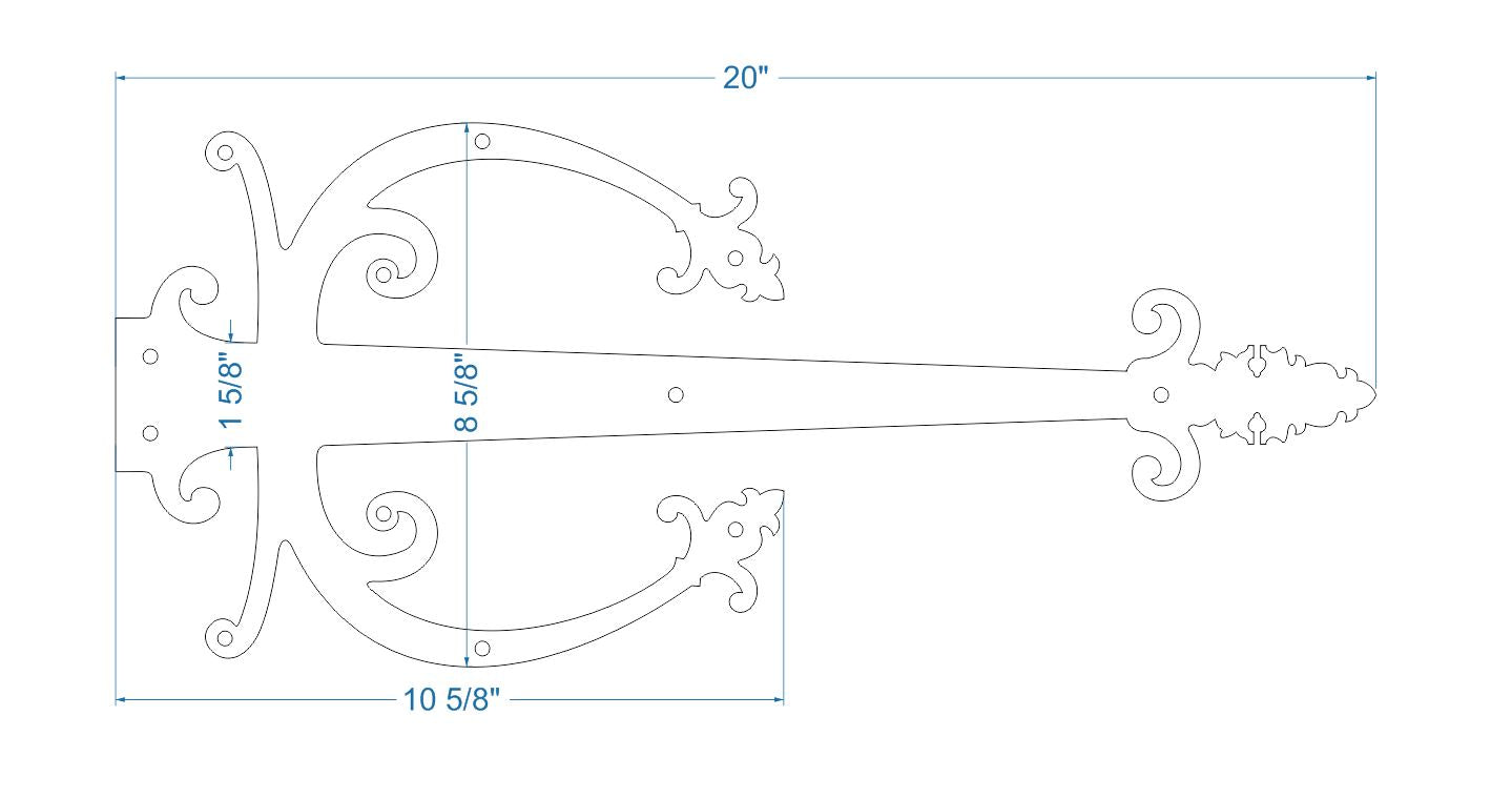 Medieval Iron Garage Door Dummy Hinge Strap