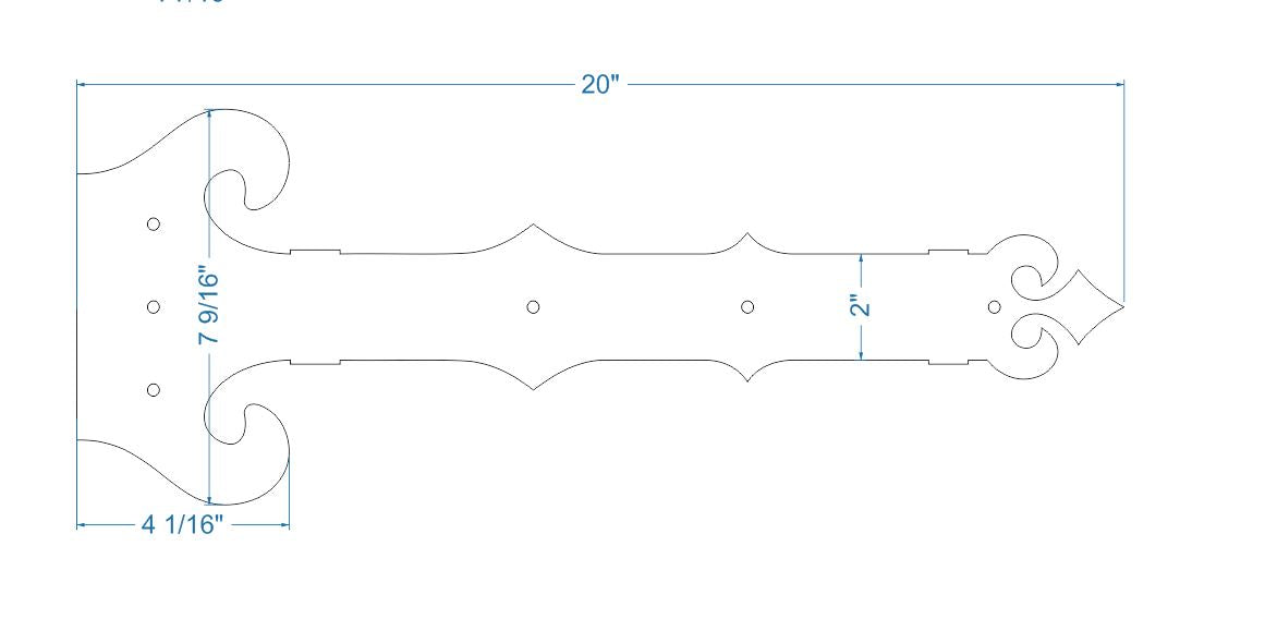 Baroque Iron Garage Door Dummy Hinge Strap